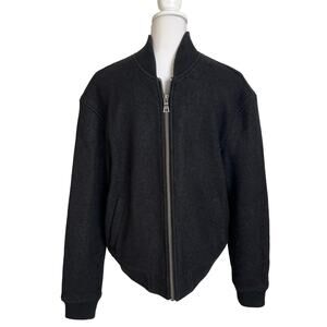 Topman Bomber Jacket Men's Medium Black Full Zip 100% Cotton Ribbed Cuffs Hem